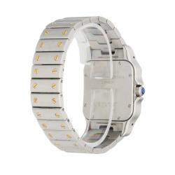 مملوكة مسبقًا Cartier Silver 18k Yellow Gold And Stainless Steel Santos Galbee 2823 Automatic Men's Wristwatch 32 MM
