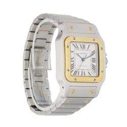 مملوكة مسبقًا Cartier Silver 18k Yellow Gold And Stainless Steel Santos Galbee 2823 Automatic Men's Wristwatch 32 MM