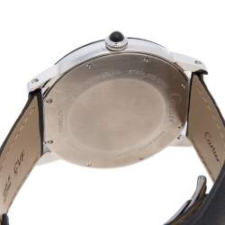 Pre Owned Cartier Silver Stainless Steel Leather Ronde Croisiere WSRN0002 Men's Wristwatch 42 mm