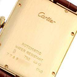 Cartier Silver 18K Yellow Gold Tank Americaine Automatic W2603156 Men's Wristwatch 26 x 45 MM