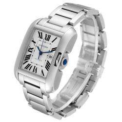 Cartier Silver Stainless Steel Tank Anglaise W5310009 Men's Wristwatch 32 x 29 MM