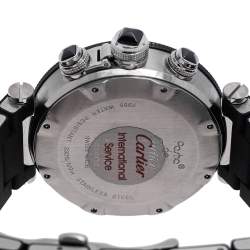 Pre Owned Cartier Black Stainless Steel Rubber Pasha Seatimer 2995 Men's Wristwatch 42 mm