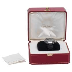 Pre Owned Cartier Black Stainless Steel Rubber Pasha Seatimer 2995 Men's Wristwatch 42 mm