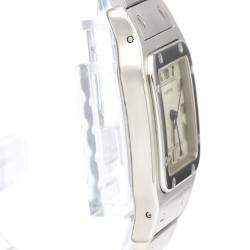 Pre Owned Cartier Silver Stainless Steel Santos Galbee Quartz 987901 Men's Wristwatch 29 MM