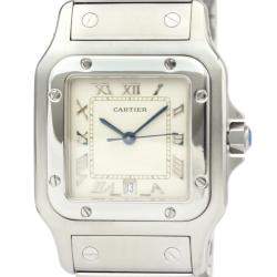 Pre Owned Cartier Silver Stainless Steel Santos Galbee Quartz 987901 Men's Wristwatch 29 MM