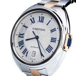 Pre Owned Cartier Silver 18K Rose Gold Stainless Steel Cle de Cartier W2CL0002 Women's Wristwatch 40 mm