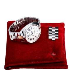 Pre Owned Cartier Silver 18K Rose Gold Stainless Steel Cle de Cartier W2CL0002 Women's Wristwatch 40 mm