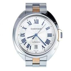 Pre Owned Cartier Silver 18K Rose Gold Stainless Steel Cle de Cartier W2CL0002 Women's Wristwatch 40 mm