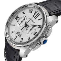 Cartier Silver Stainless Steel Calibre De Cartier Chronograph W7100046 Men's Wristwatch 42 MM