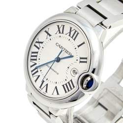 Pre Owned Cartier Silver Stainless Steel Ballon Bleu W69012Z4 Men's Wristwatch 42 mm