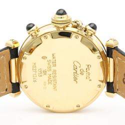 Pre Owned Cartier Silver 18K Yellow Gold Pasha Chrono Quartz Men's Wristwatch 35 MM