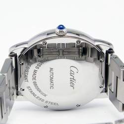 Pre Owned Cartier Silvered Opaline Stainless Steel Ronde Solo WSRN0012 Men's Wristwatch 36 mm