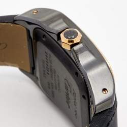 Pre Owned Cartier Black PVD Coated Stainless Steel 18K Rose Gold Santos 100 W2020009 Men's Wristwatch 33MM