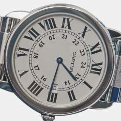 Pre Owned Cartier Silver Stainless Steel Ronde Solo W6701005 Men's Wristwatch 36 mm