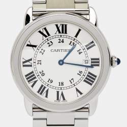 Pre Owned Cartier Silver Stainless Steel Ronde Solo W6701005 Men's Wristwatch 36 mm