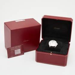 Pre Owned Cartier Silver Stainless Steel Alligator Drive de Cartier WSNM0004 Men's Wristwatch 40 mm