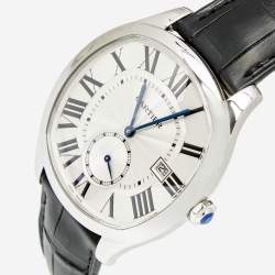 Pre Owned Cartier Silver Stainless Steel Alligator Drive de Cartier WSNM0004 Men's Wristwatch 40 mm
