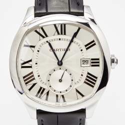 Pre Owned Cartier Silver Stainless Steel Alligator Drive de Cartier WSNM0004 Men's Wristwatch 40 mm