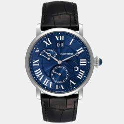 Cartier Blue 18k White Gold Rotonde W1556241 Automatic Men's Wristwatch 42 mm