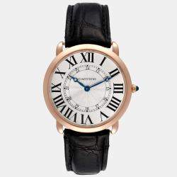 Cartier Silver 18k Rose Gold Ronde Louis W6801004 Manual Winding Men's Wristwatch 42 mm