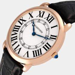 Cartier Silver 18k Rose Gold Ronde Louis W6801004 Manual Winding Men's Wristwatch 42 mm