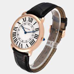 Cartier Silver 18k Rose Gold Ronde Louis W6801004 Manual Winding Men's Wristwatch 42 mm