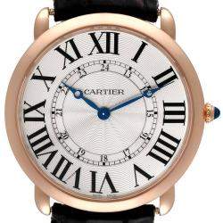 Cartier Silver 18k Rose Gold Ronde Louis W6801004 Manual Winding Men's Wristwatch 42 mm