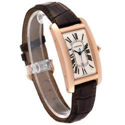 Cartier Silver 18k Rose Gold Tank Americaine W2609156 Automatic Men's Wristwatch 27 mm