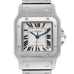 Pre Owned Cartier Silver Stainless Steel Santos W20098D6 Automatic Men's Wristwatch 32 mm