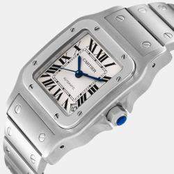 Pre Owned Cartier Silver Stainless Steel Santos W20098D6 Automatic Men's Wristwatch 32 mm