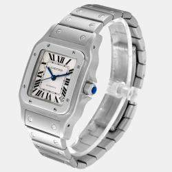 Pre Owned Cartier Silver Stainless Steel Santos W20098D6 Automatic Men's Wristwatch 32 mm