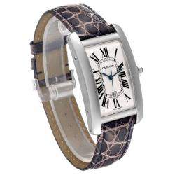 Cartier Silver 18k White Gold Tank Americaine W2603256 Automatic Men's Wristwatch 27 mm