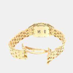 Pre Owned Cartier Silver Diamonds 18K Yellow Gold Panthere Women's Wristwatch 30 mm