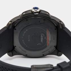Pre Owned Cartier Black DLC Coated Stainless Steel Rubber Calibre de Cartier WSCA0006 Men's Wristwatch 42 mm
