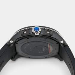 Pre Owned Cartier Black DLC Coated Stainless Steel Rubber Calibre de Cartier WSCA0006 Men's Wristwatch 42 mm