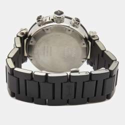 Pre Owned Cartier Black Stainless Steel Rubber Pasha Seatimer W31088U2 Men's Wristwatch 42 mm