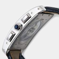 Pre Owned Cartier Silver 18k White Gold Alligator Tank Americaine W2609456 Men's Wristwatch 31.5 mm