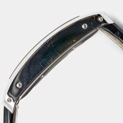 Pre Owned Cartier Silver 18k White Gold Alligator Tank Americaine W2609456 Men's Wristwatch 31.5 mm