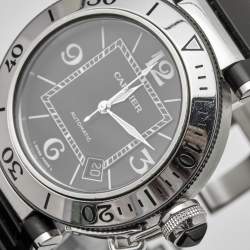 Pre Owned Cartier Black Stainless Rubber Pasha de Cartier Seatimer W3107702 Men's Wristwatch 40.5 mm 
