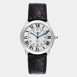 Cartier Ronde Solo Silver Dial Black Strap Automatic Men s Watch