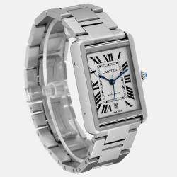 Pre Owned Cartier Tank Solo XL Silver Dial Automatic Steel Mens Watch W5200028 31.0 x 40.85 mm