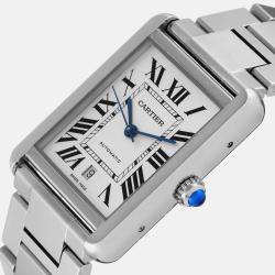 Pre Owned Cartier Tank Solo XL Silver Dial Automatic Steel Mens Watch W5200028 31.0 x 40.85 mm