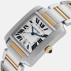 Cartier Tank Francaise Steel Yellow Gold Silver Dial Mens Watch W51005Q4 28.0 mm x 32.0 mm