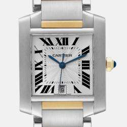 Cartier Tank Francaise Steel Yellow Gold Silver Dial Mens Watch W51005Q4 28.0 mm x 32.0 mm