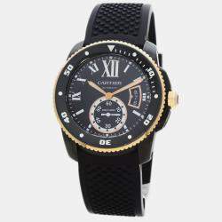 Cartier Black 18k Rose Gold And Stainless Steel Calibre de Cartier W2CA0004 Automatic Men's Wristwatch 42 mm