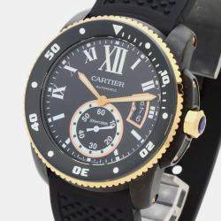 Cartier Black 18k Rose Gold And Stainless Steel Calibre de Cartier W2CA0004 Automatic Men's Wristwatch 42 mm