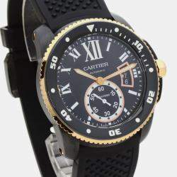 Cartier Black 18k Rose Gold And Stainless Steel Calibre de Cartier W2CA0004 Automatic Men's Wristwatch 42 mm