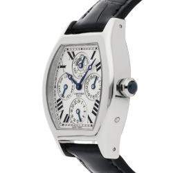 Cartier Silver Platinum Tortue W1540551 Automatic Men's Wristwatch 34 mm