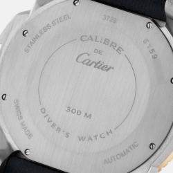 Cartier Calibre Diver Steel Rose Gold Blue Dial Mens Watch W2CA0008 42 mm