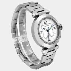 Cartier Pasha C Big Date Midsize Steel White Dial Mens Watch W31055M7